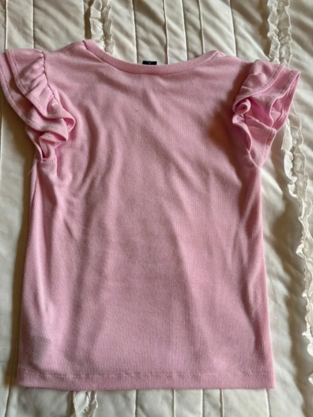 Old Navy Girls Size Large 10/12 Pink Ruffle Short Sleeve Blouse